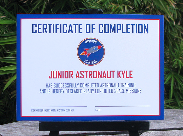 Astronaut Training Certificate