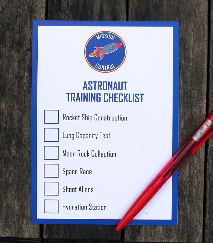 Astronaut Training Party Activity Checklist