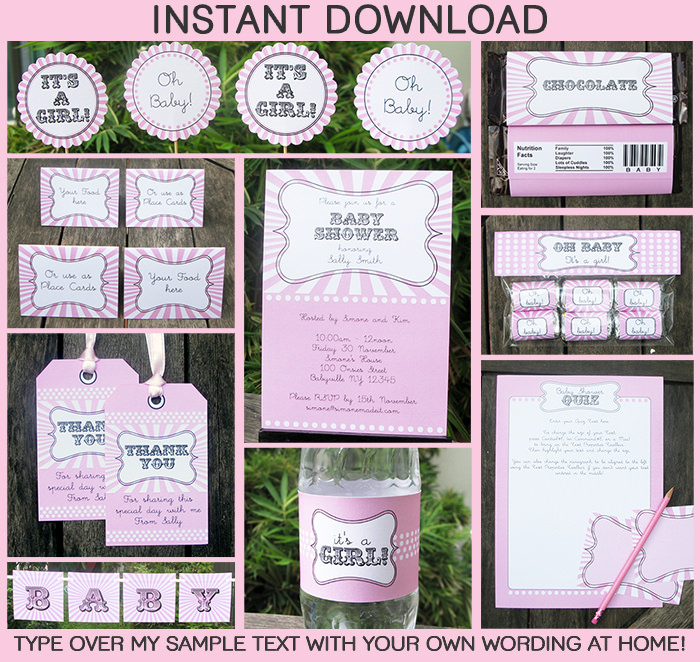 Girl Baby Shower Invitations Decorations