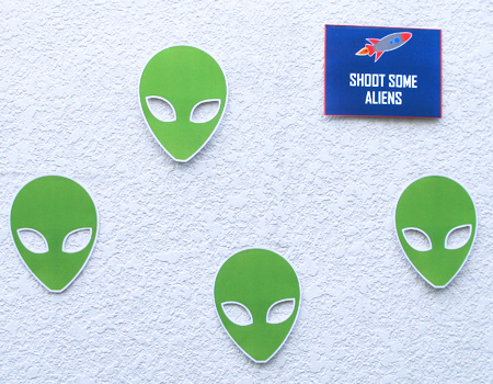 Shoot Aliens game for space theme party