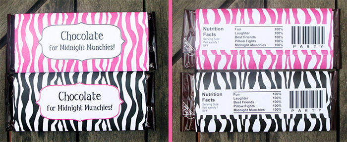 printable sleepover theme Chocolate bar wrappers