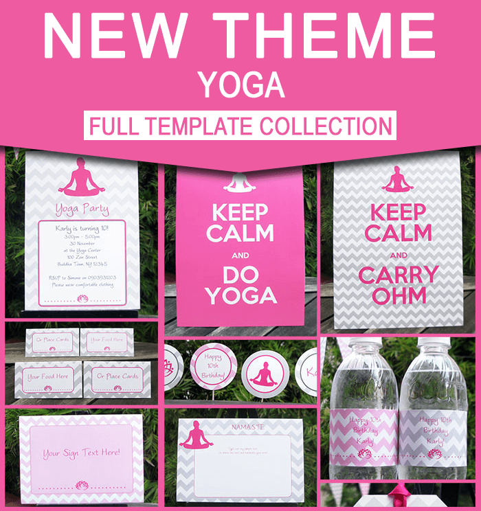 Yoga Birthday Party Printables - Editable Templates