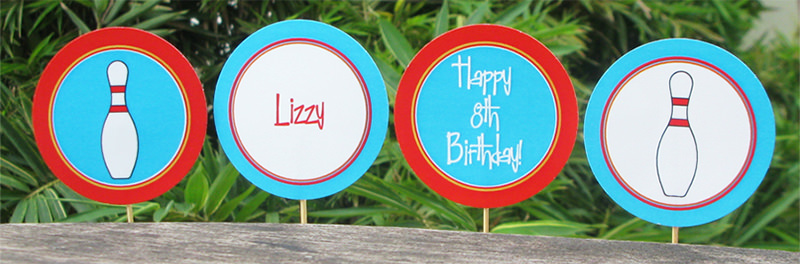 printable bowling cupcake toppers