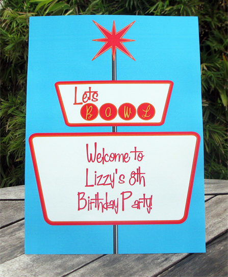 printable bowling party welcome sign