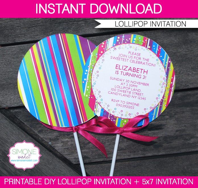 Culturatudela Diy Candyland Lollipop Invitations