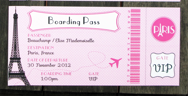 Birthday Party In Paris Boarding Pass
