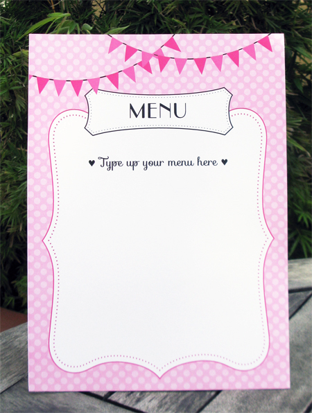 Birthday Party in Paris Printable Menu