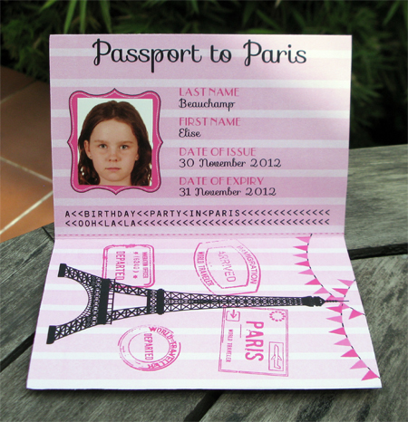 Printable Passport to Paris Birthday Party