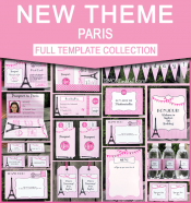 Paris Birthday Party Theme Printables | Editable DIY Printable Templates