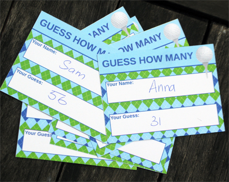 Golf Birthday Party Guess How many game | Printable Template