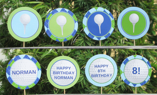 Golf Birthday Party Cupcake Toppers | Printable Template