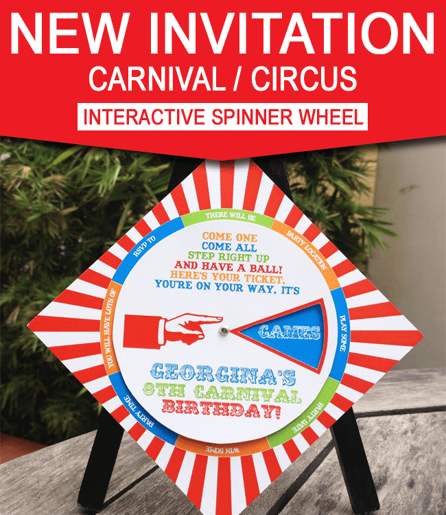 New Carnival Spinner Wheel Invitations - Editable Templates