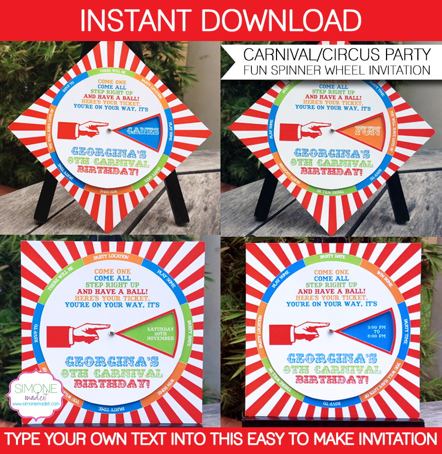 Carnival Birthday Party invitation