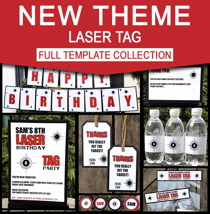 Laser Tag Birthday Party Printables - Editable Templates