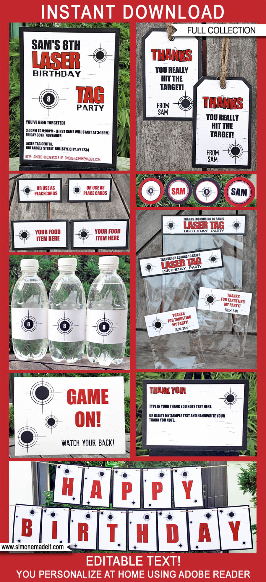 Laser Tag Party Printables, Invitations & Decorations | Editable Birthday Party Theme Templates | INSTANT DOWNLOAD $12.50 via SIMONEmadeit.com