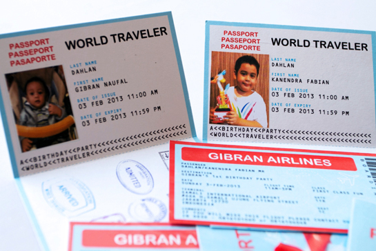 AIRPLANE Passport and Ticket invitation