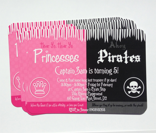 Pirate & Princess birthday party invitations