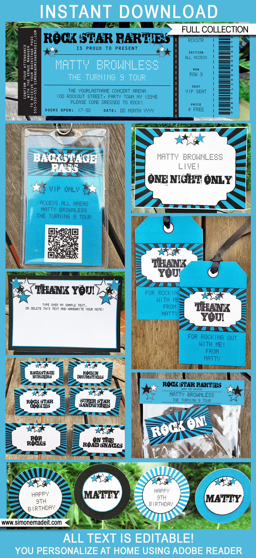 Rockstar Party Backstage Pass Printable Insert Rockstar 