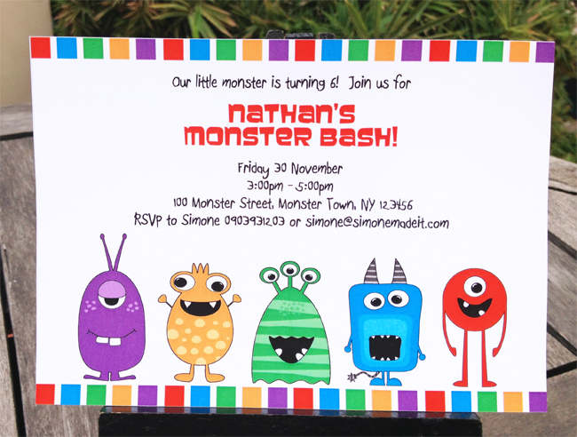 Printable Monster Party invitation