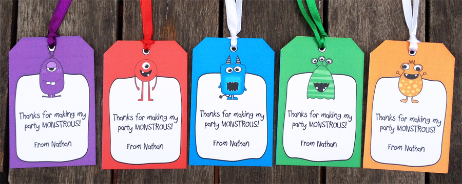 MONSTER party printable favor tags