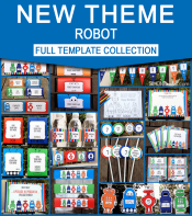 Robot Birthday Party Printables - Editable Templates