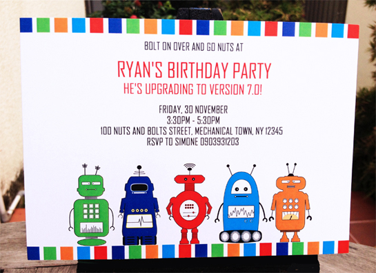 Printable Robot Invitations | Robot Birthday Party