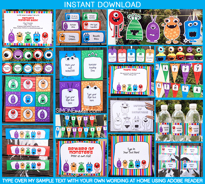 Monster Party Theme Printables 