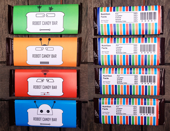 printable robot candy bar wrapper | Robot Birthday Party