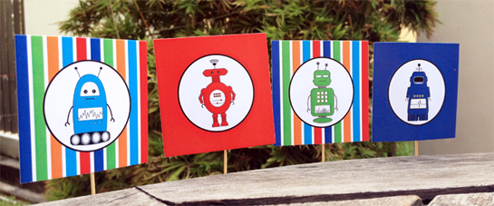 Printable Robot Cupcake Toppers | Robot Birthday Party