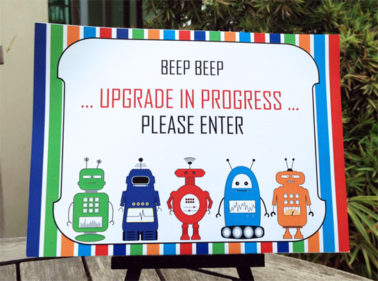 Printable robot party welcome sign | Robot Birthday Party