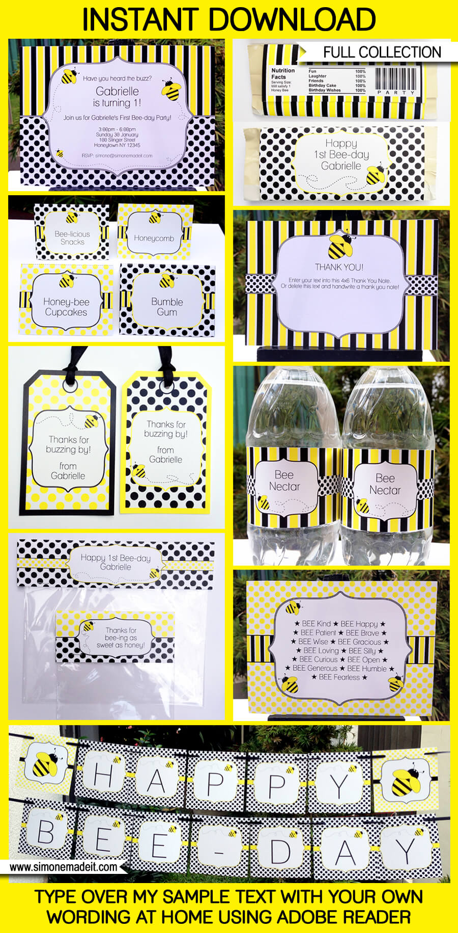 Bee Baby Shower Decorations, Printable Welcome Sign