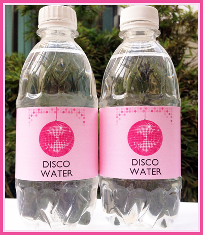 Printable Disco Party Water Bottle Wrappers