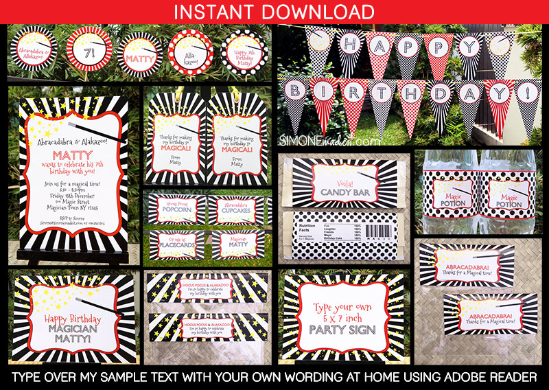 Magic Editable and Printable Party Collection