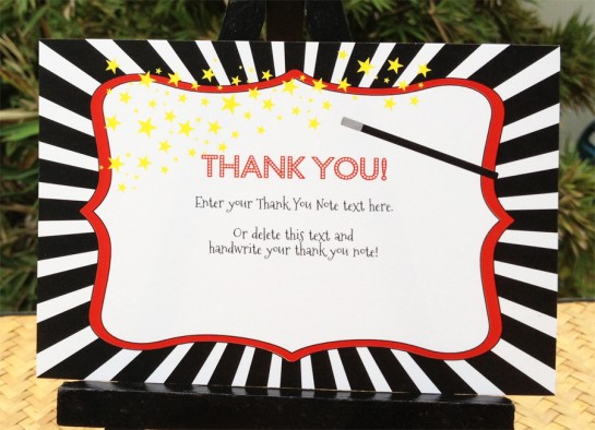 Magic Party Thank You Note