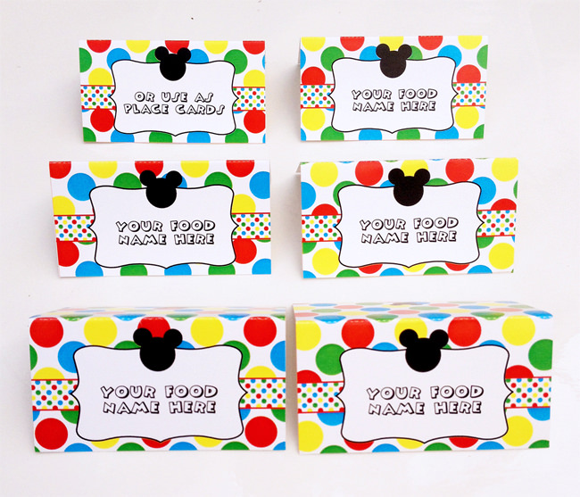Mickey Mouse Clubhouse Party Food Labels