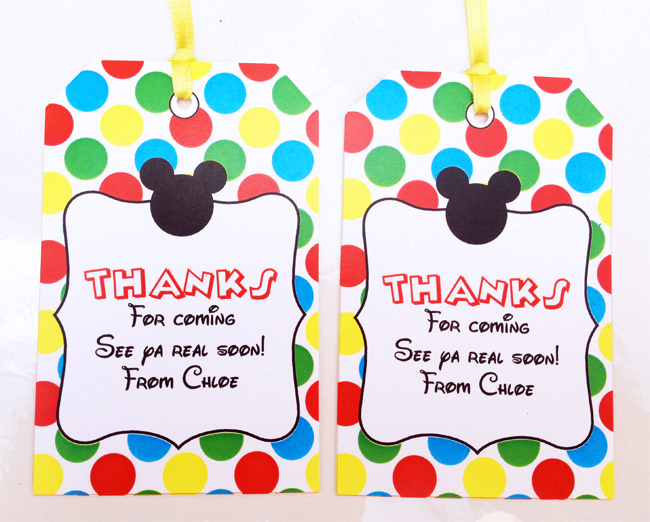 Mickey Mouse Clubhouse Party Thank You Tags