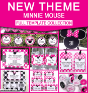 Minnie Mouse Birthday Party Printables - Editable Templates