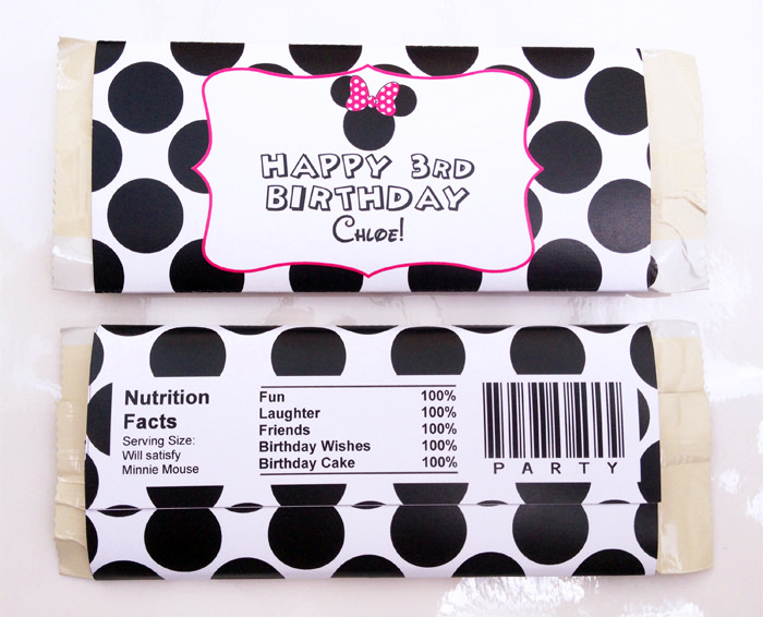 Minnie Mouse Party Candy Bar Wrapper | Birthday Party Printables