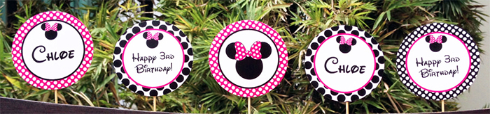 Minnie Mouse Party Cupcake Toppers | Birthday Party Printables