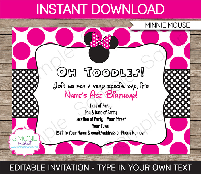 Minnie Mouse Party Invitation | Birthday Party Printables