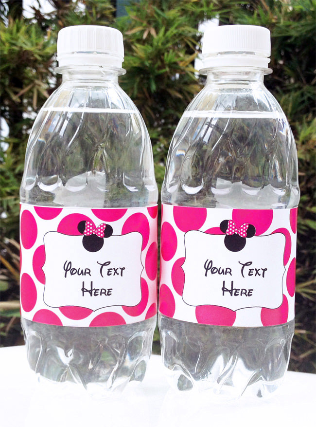 Minnie Mouse Party Water Bottle Wrapper. 