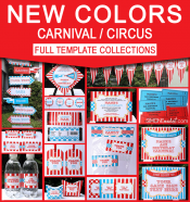 Carnival Birthday Party Printables - Editable Templates