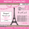 4x6 Postcard to Paris Invitation