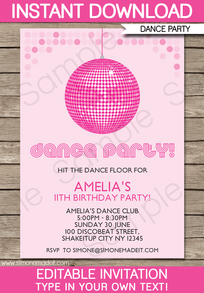 Dance Party Invitations | Disco Party | Disco Ball | Birthday Party | Editable DIY Theme Template | INSTANT DOWNLOAD $7.50 via SIMONEmadeit.com