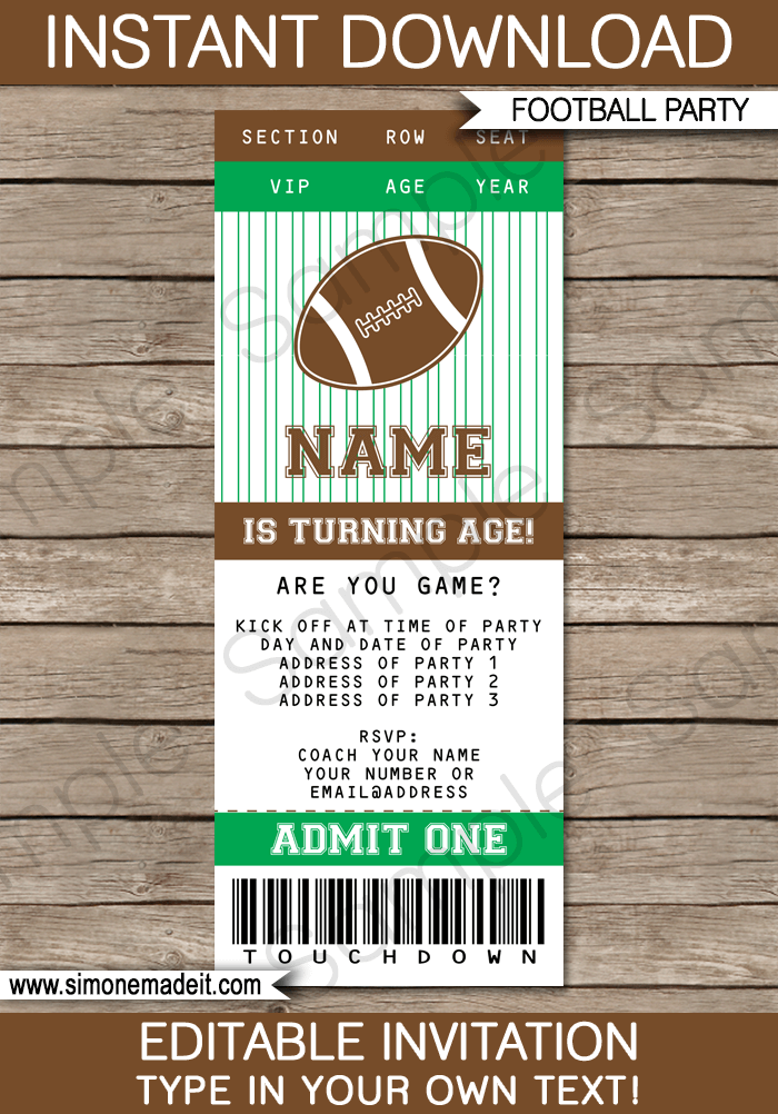 Free Football Birthday Invitations 9