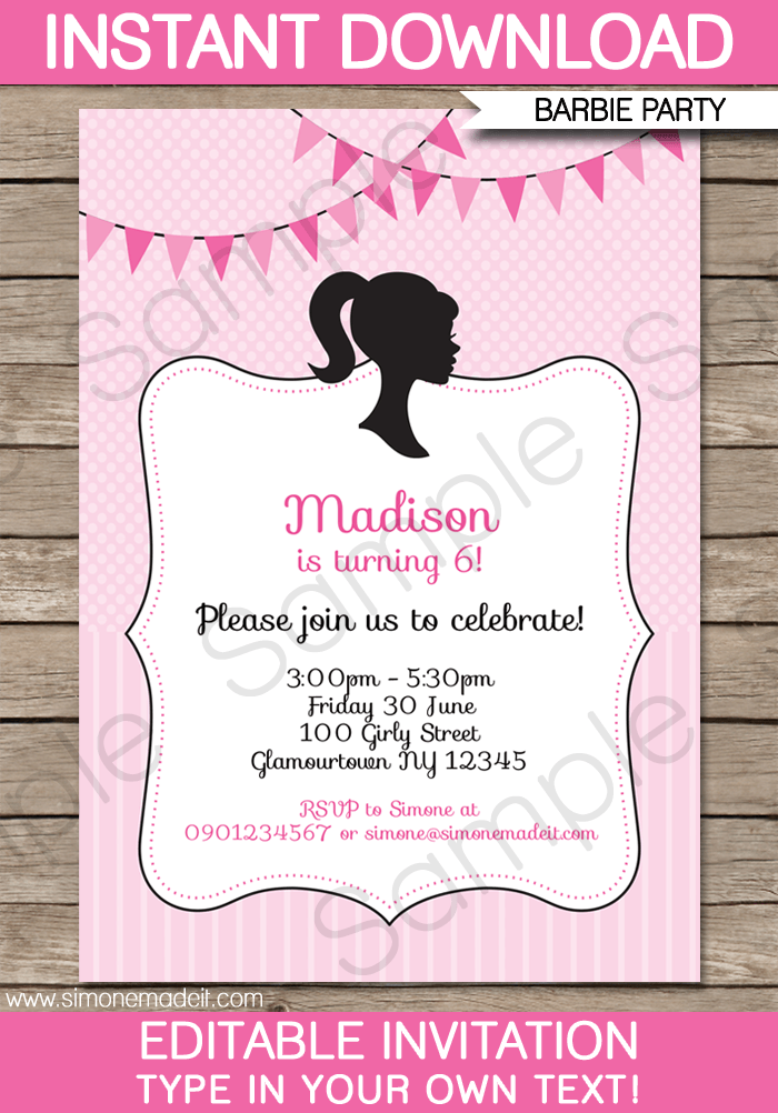 barbie invitation