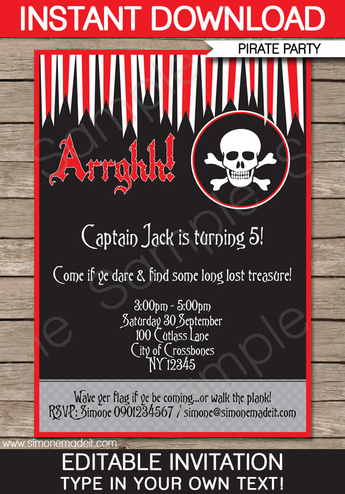 Pirate Party Invitations Template