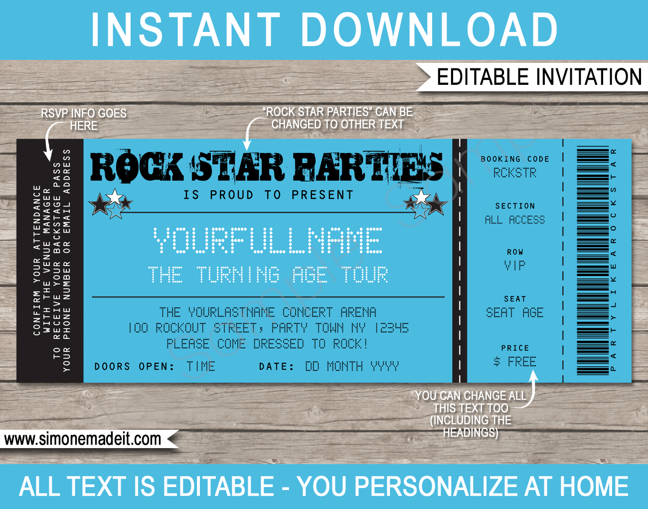 Party Ticket Template Free