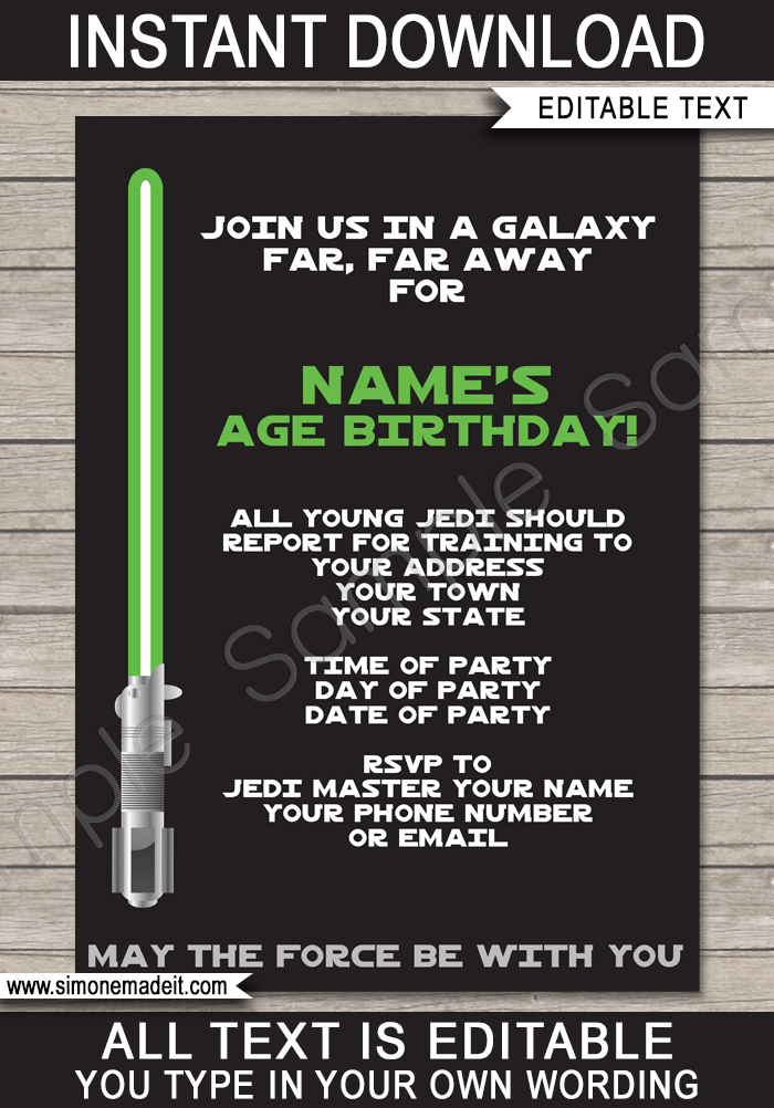 Star Wars Party Invitations Template | Printable Birthday Party Invites