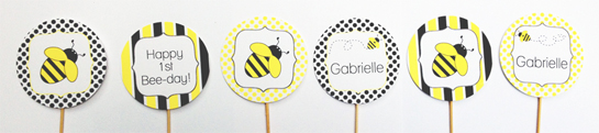 Printable Bee day Party Cupcake Toppers